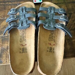 Birkis Dark Gray Sandals sz 37 which is a sz 6